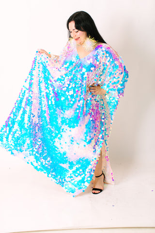 Iridescent Paillette Long Caftan