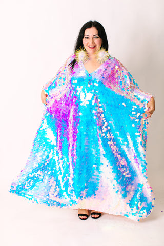 Iridescent Paillette Long Caftan