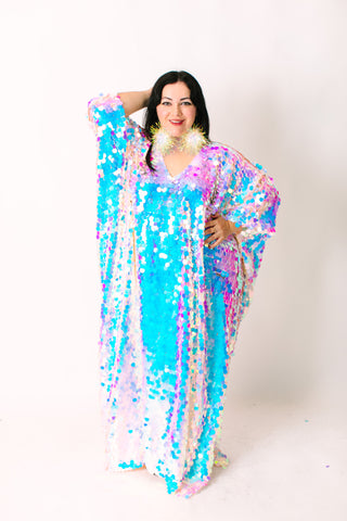 Iridescent Paillette Long Caftan