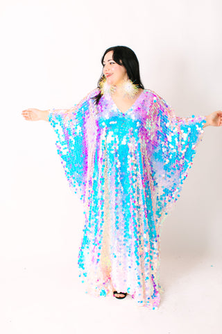 Iridescent Paillette Long Caftan