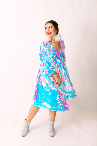 Iridescent Paillette Short Caftan