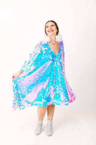 Iridescent Paillette Short Caftan