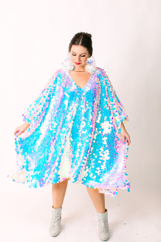Iridescent Paillette Short Caftan