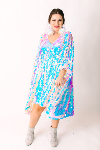 Iridescent Paillette Short Caftan