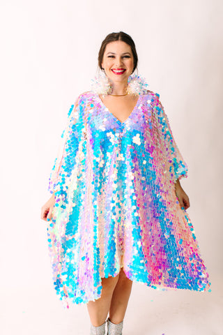 Iridescent Paillette Short Caftan