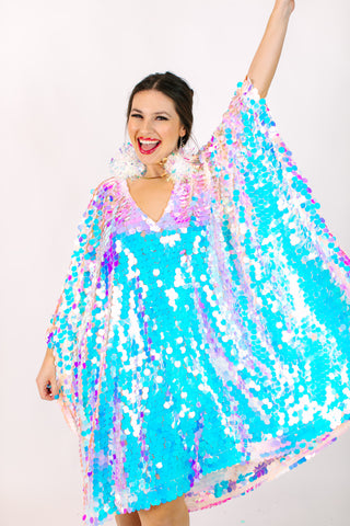 Iridescent Paillette Short Caftan