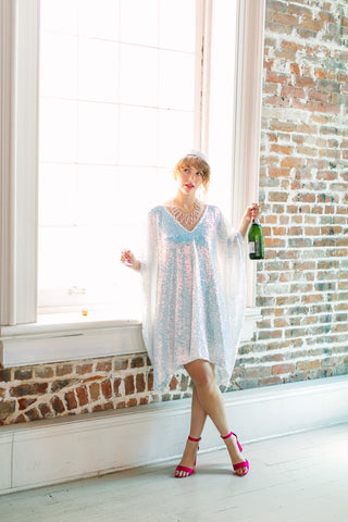 Iridescent Sequin Short Caftan
