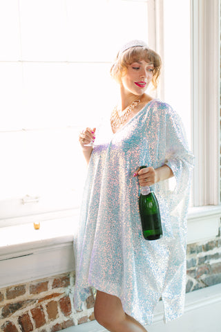 Iridescent Sequin Short Caftan