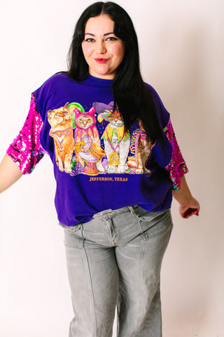 Mardi Gras Cat Party Tee
