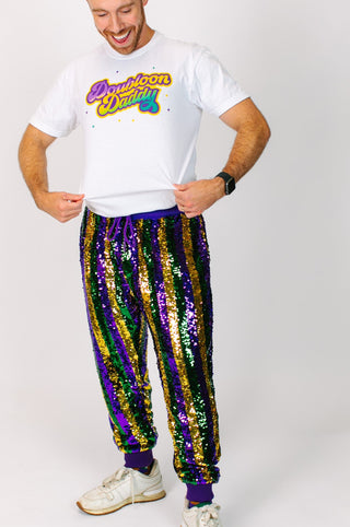 Mardi Gras Stripe Sequin Joggers