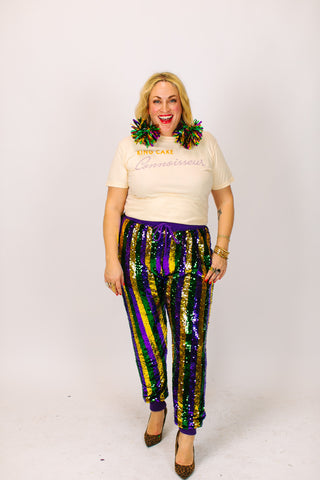 Mardi Gras Stripe Sequin Joggers