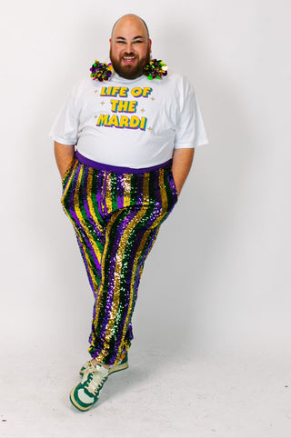 Mardi Gras Stripe Sequin Joggers