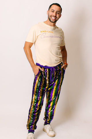 Mardi Gras Stripe Sequin Joggers