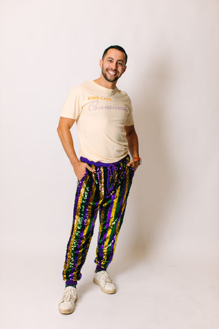 Mardi Gras Stripe Sequin Joggers