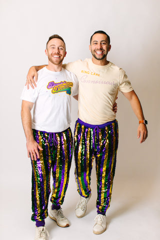 Mardi Gras Stripe Sequin Joggers