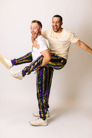 Mardi Gras Stripe Sequin Joggers