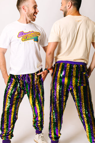 Mardi Gras Stripe Sequin Joggers