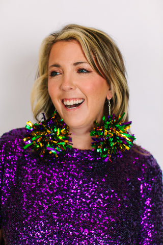 Mardi Gras Mambo Pom Pom Earrings