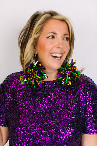 Mardi Gras Mambo Pom Pom Earrings