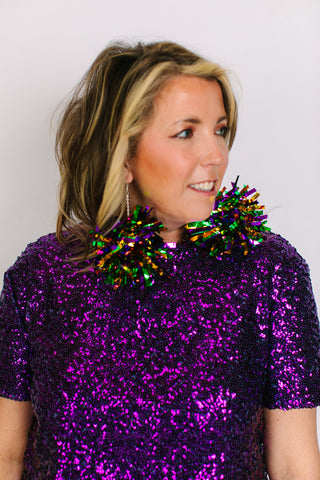Mardi Gras Mambo Pom Pom Earrings