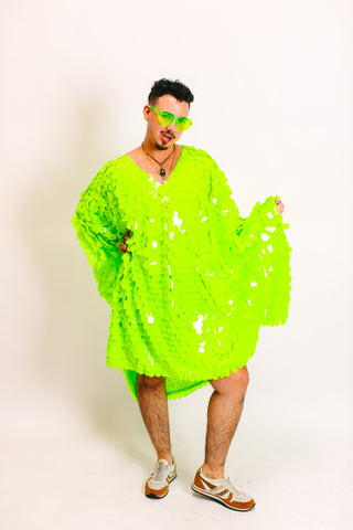 Neon Green Jumbo Paillette Mid Caftan