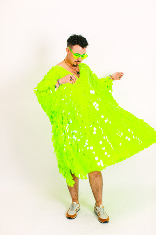Neon Green Jumbo Paillette Mid Caftan