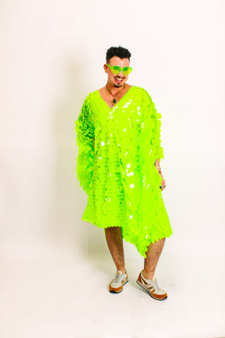 Neon Green Jumbo Paillette Mid Caftan