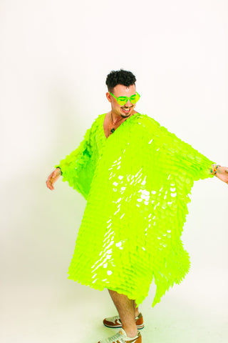 Neon Green Jumbo Paillette Mid Caftan