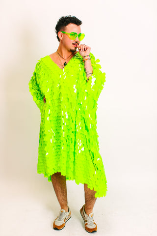 Neon Green Jumbo Paillette Mid Caftan