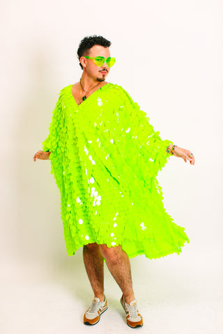 Neon Green Jumbo Paillette Mid Caftan