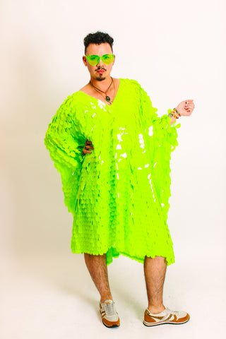Neon Green Jumbo Paillette Mid Caftan