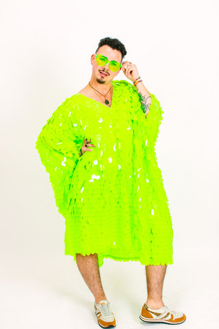 Neon Green Jumbo Paillette Mid Caftan