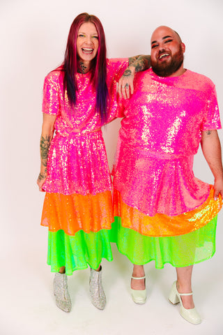 Sherbet 3-Tiered Sequin Skirt