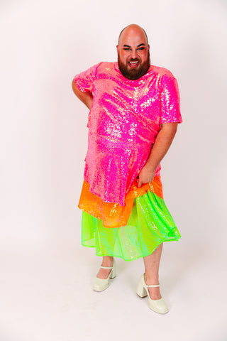 Sherbet 3-Tiered Sequin Skirt