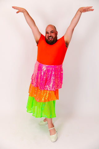 Sherbet 3-Tiered Sequin Skirt