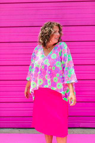 Floral Sequin Sheer Tunic