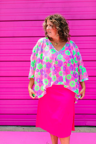 Floral Sequin Sheer Tunic