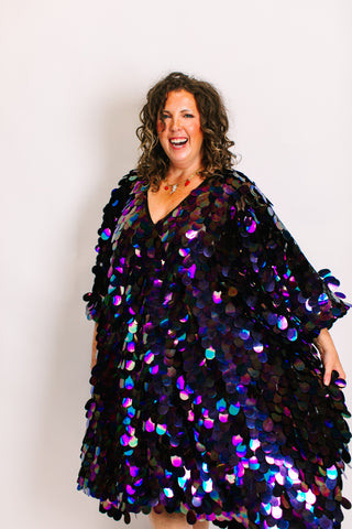 Oil Slick Jumbo Paillette Mid Caftan