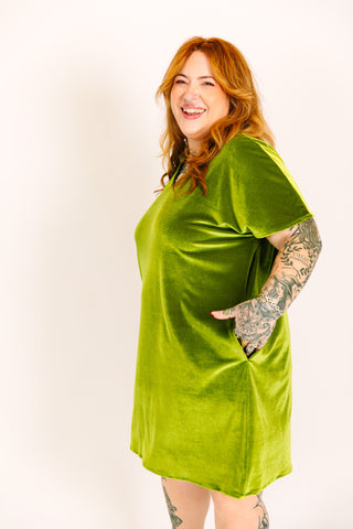 Olive Velvet V-Neck Dress Olive Velvet V-Neck Dress