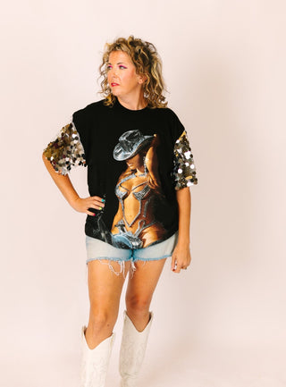 Beyonce Silver Paillette Party Tee