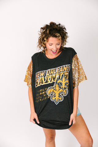 Saints Gold Sequin Party Tee