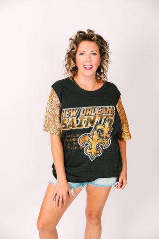 Saints Gold Sequin Party Tee