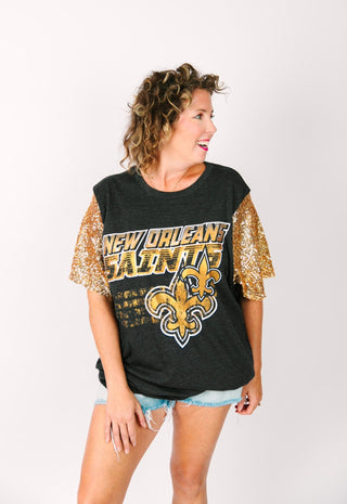 Saints Gold Sequin Party Tee