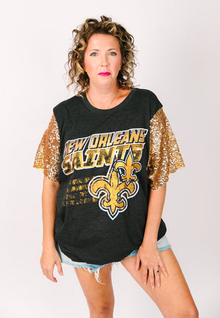 Saints Gold Sequin Party Tee