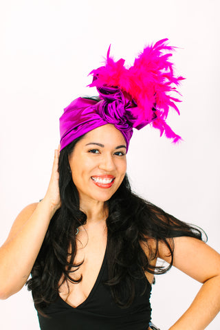 Purple Lame With Pink Short Feathers