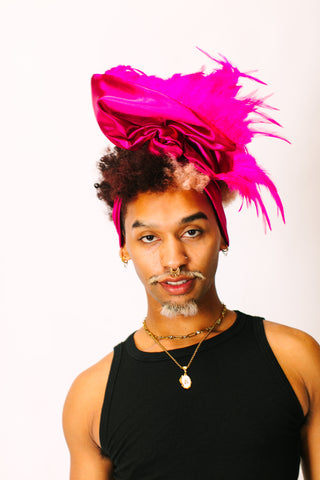 Fuchsia Lame With Pink Short Feathers