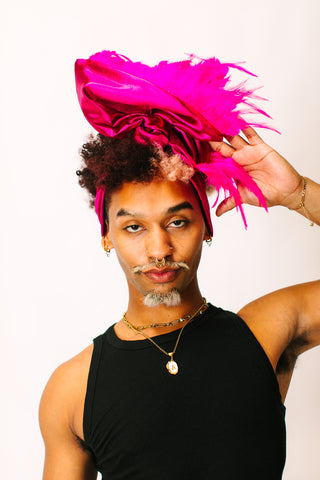 Fuchsia Lame With Pink Short Feathers