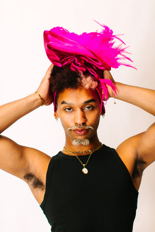 Fuchsia Lame With Pink Short Feathers