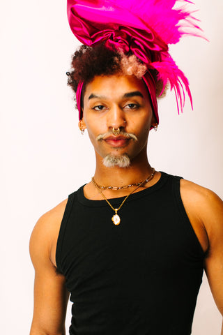 Fuchsia Lame With Pink Short Feathers