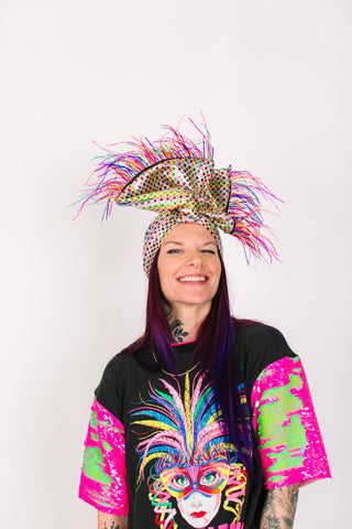 Rainbow Dot With Rainbow Ostrich Feathers